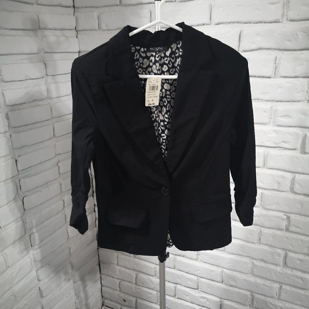 NWT Eclipse Ladies Size Medium Black Fitted Fully Lined Blazer